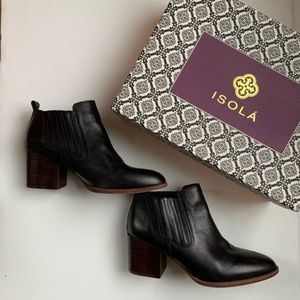 Isola Black Leather ankle boots